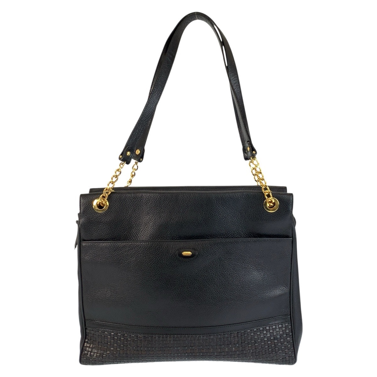 美品 BALLY バリー ブラック 黒 ゴールド金具 レザー トートバッグ チェーンショルダーバッグ 602294 【中古】