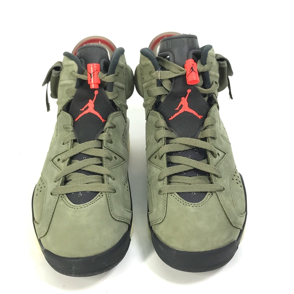 ナイキ NIKE AIR JORDAN 6 RETRO SP CN1084-200 トラヴィス スコット カクタス ジャック 紐 靴 シューズ スニーカー 合成皮革 ミディアムオリーブ インフラレッドブラック カーキ 未使用