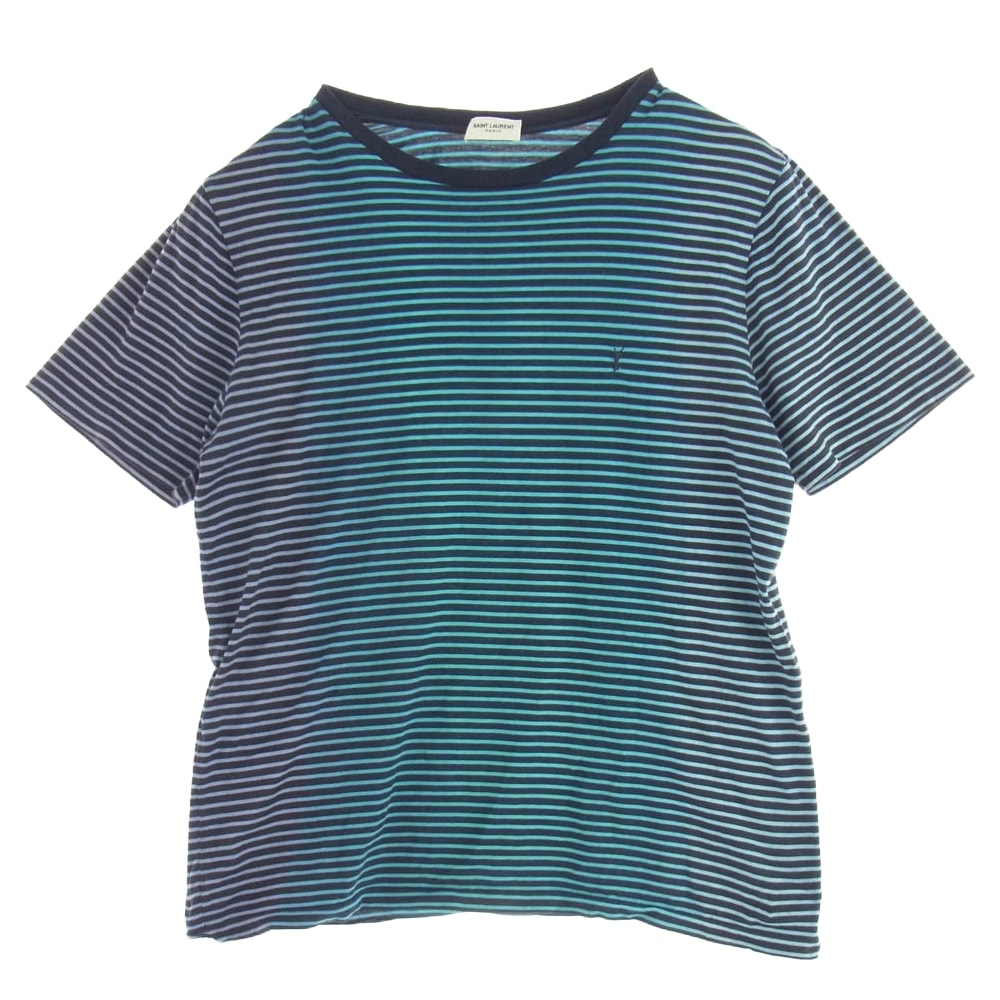 SAINT LAURENT サンローラン Tシャツ 648360 YBYQ2 ボーダー タイダイ 染め加工 Tシャツ 半袖 ライトブルー系 パープル系 S【中古】