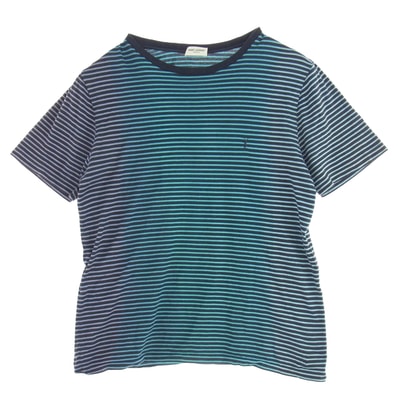 SAINT LAURENT サンローラン Tシャツ 648360 YBYQ2 ボーダー タイダイ 染め加工 Tシャツ 半袖 ライトブルー系 パープル系 S【中古】