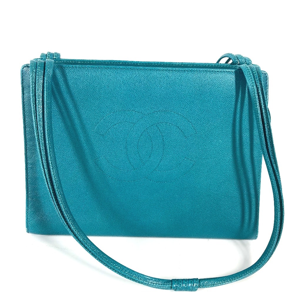 シャネル CHANEL CC ココマーク カバン トートバッグ 肩掛け ショルダーバッグ キャビアスキン グリーン系