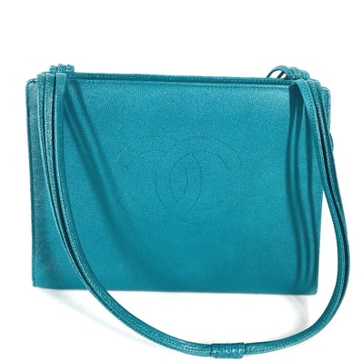 シャネル CHANEL CC ココマーク カバン トートバッグ 肩掛け ショルダーバッグ キャビアスキン グリーン系