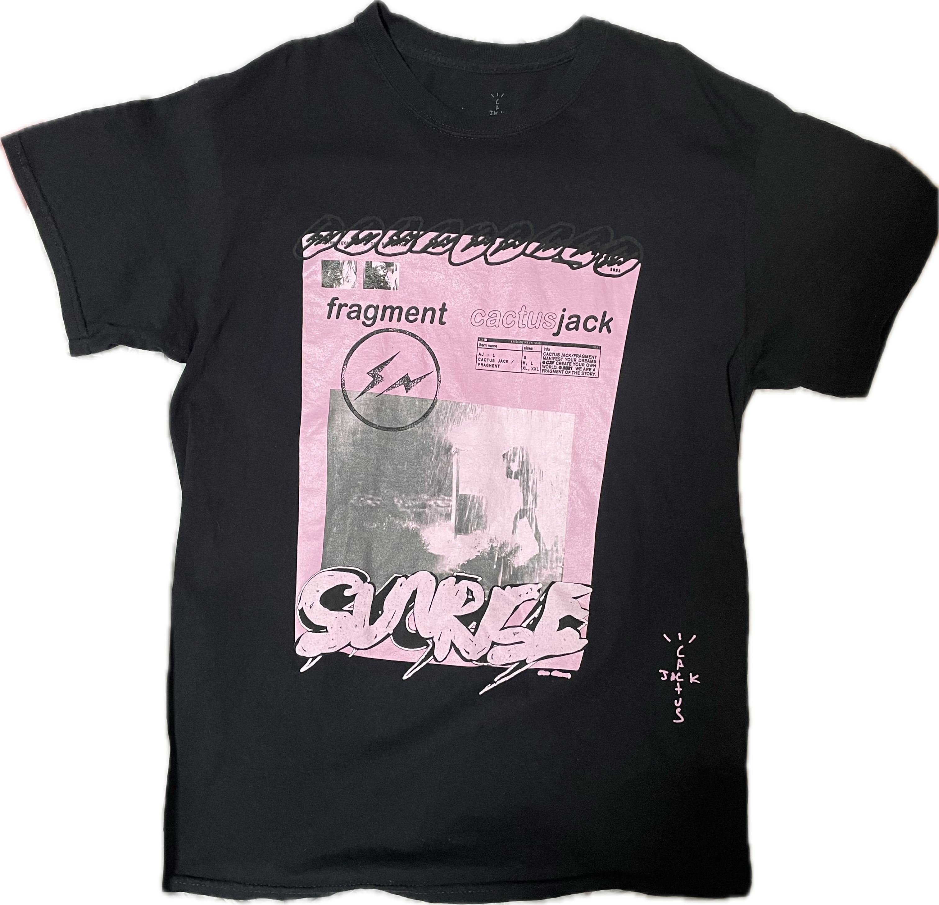 Travis Scott Cactus Jack For Fragment Pink Sunrise Tee "Black"