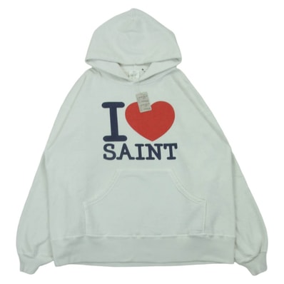SAINT MICHAEL セントマイケル 26SS SM-MK8-0000-058 I LOVE SAINT HOODIE ラブ パーカー フーディー ホワイト系 L【美品】【中古】
