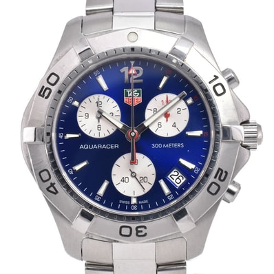 タグホイヤー TAG HEUER CAF1112 アクアレーサー クロノグラフ デイト ブルー クォーツ メンズ 良品 腕時計 E#149847