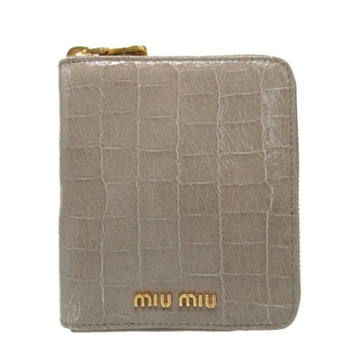 ミュウミュウ コンパクトウォレット ラウンドファスナー 型押