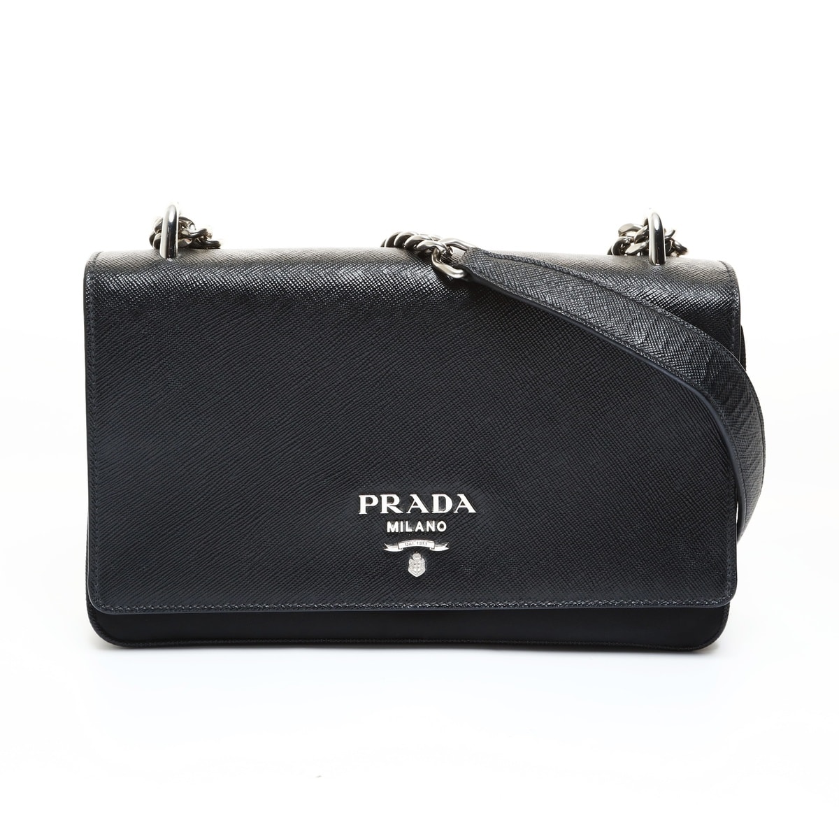 プラダ PRADA サフィアーノ レザー シルバー金具 ショルダーバッグ【中古】