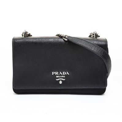 プラダ PRADA サフィアーノ レザー シルバー金具 ショルダーバッグ【中古】