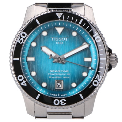 ティソ 【美品】T120.807.11.091.00 TISSOT シースター 1000 40mm シースルーバック 自動巻き