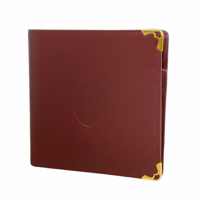 【6dd5432】カルティエ 財布 マスト レザー ボルドー ゴールド金具【中古】メンズ