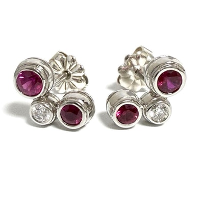 【美品】ティファニー レディース バブル ピアス プラチナモンド ダイヤ ルビー