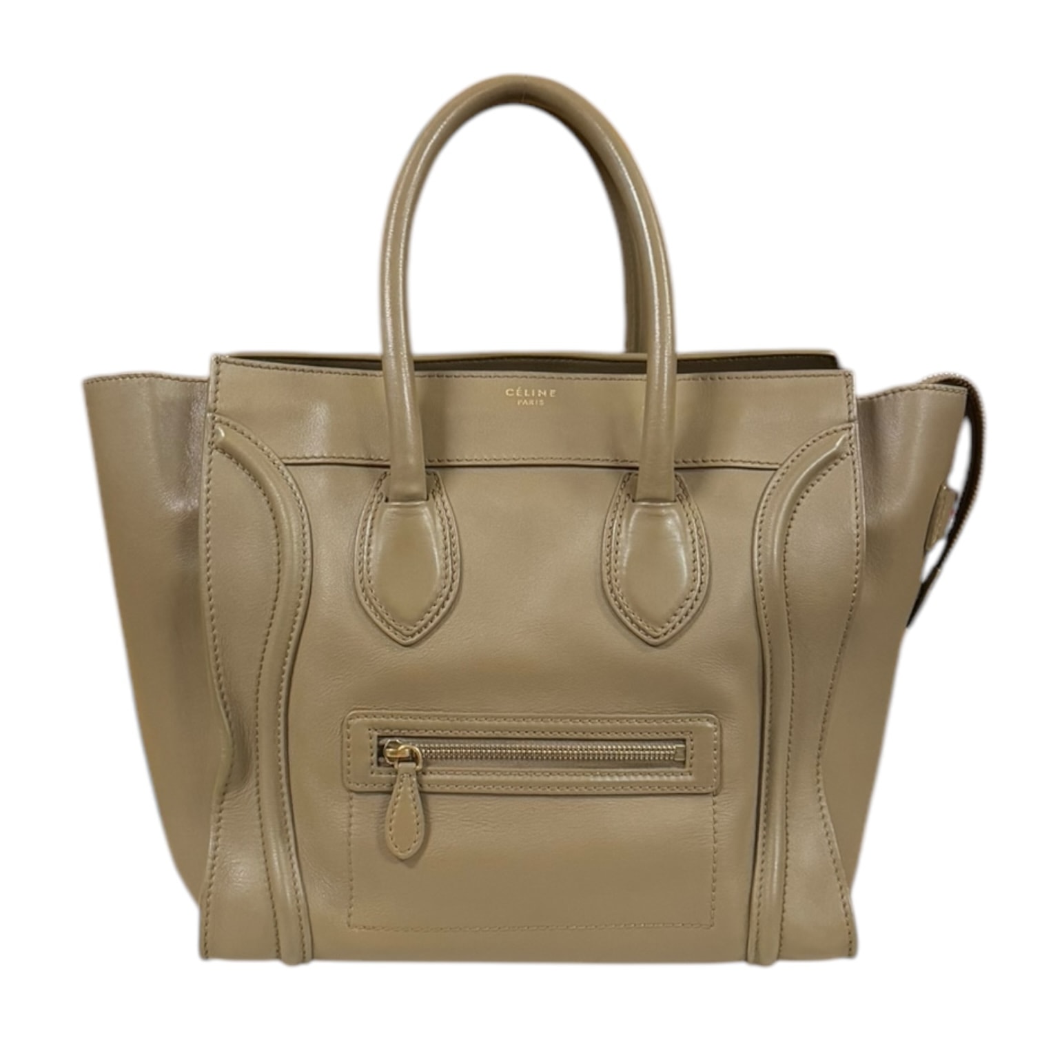 セリーヌ ラゲージミニショッパー ハンドバッグ レザー ベージュ レディース CELINE  中古