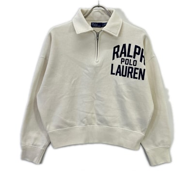 ポロ ラルフローレン ホワイト ロゴ フリース クオータージップ SP