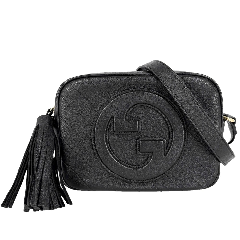 GUCCI グッチ ショルダーバッグ ブロンディ インターロッキングG 肩掛け 斜め掛け 742360 レザー    ブラック 黒 ゴールド金具 レディース【中古品】