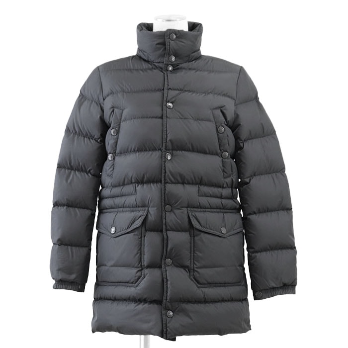MONCLER モンクレール ダウンジャケット NEW_SENECA サイズ 12anni152cm キッズ ロゴ ワッペン ボタン 4P スタンドカラー ハイネック ナイロン100% コート アウター チャコール グレー アルメニア製