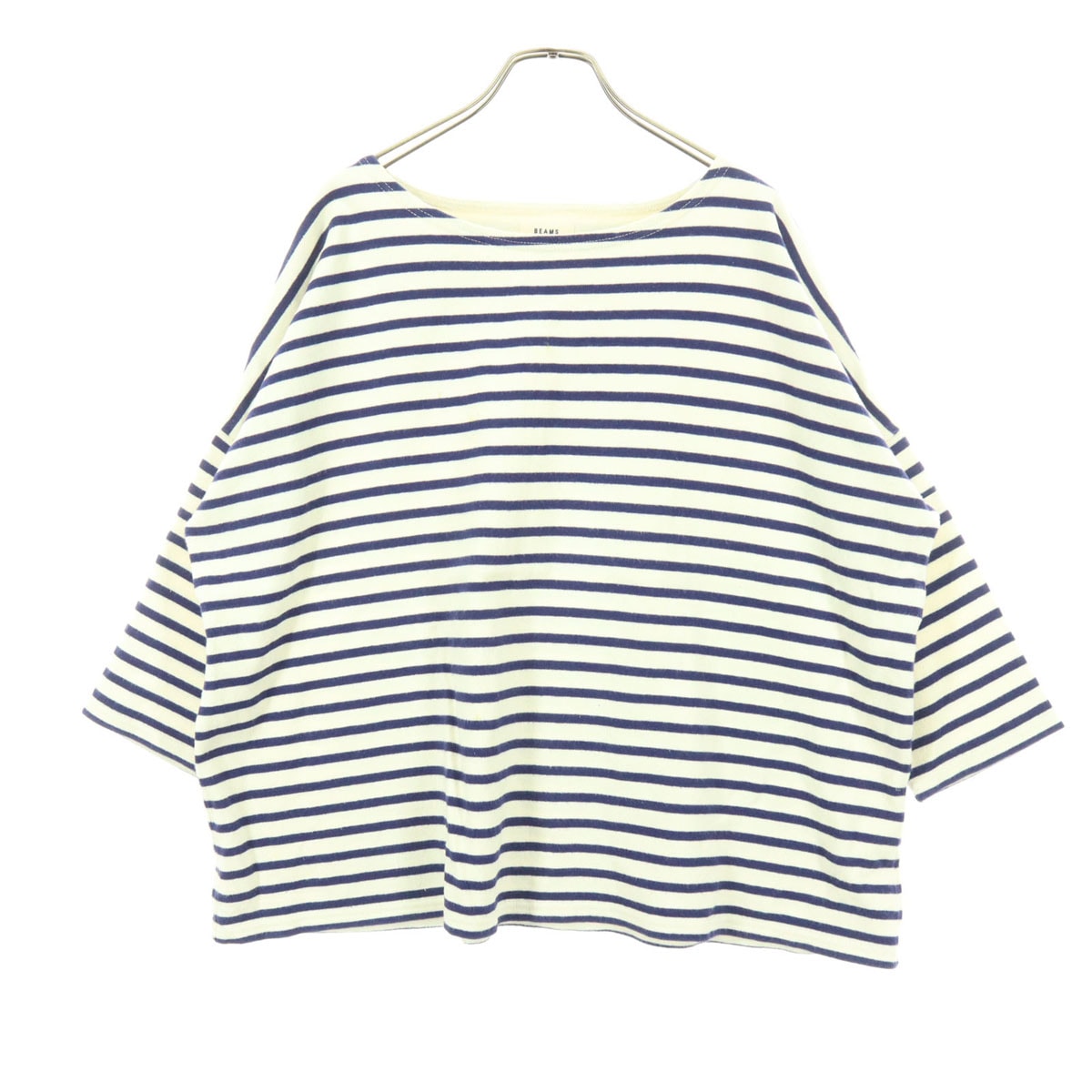 BEAMS HEART ビームスハート ボーダー柄 7分袖 カットソー オフホワイト系