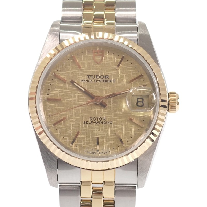 チューダー TUDOR チュードル プリンスデイト 74033 腕時計 ステンレススチール GP イエローゴールド 自動巻き ゴールド文字盤 メンズ【中古】【Aランク】