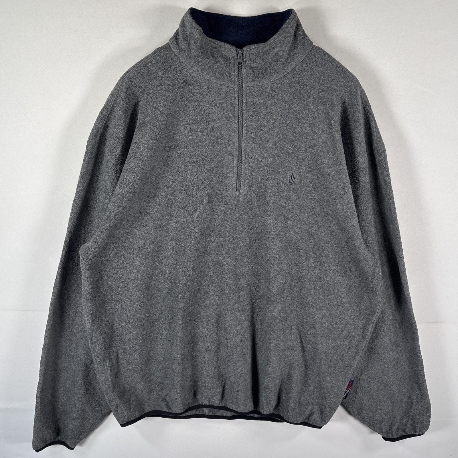 古着 90's/90年代 ノーティカ NAUTICA USA製 ハーフジップフリースジャケット プルオーバー  ワンポイントロゴ 大きいサイズ 14041  グレー系 メンズ