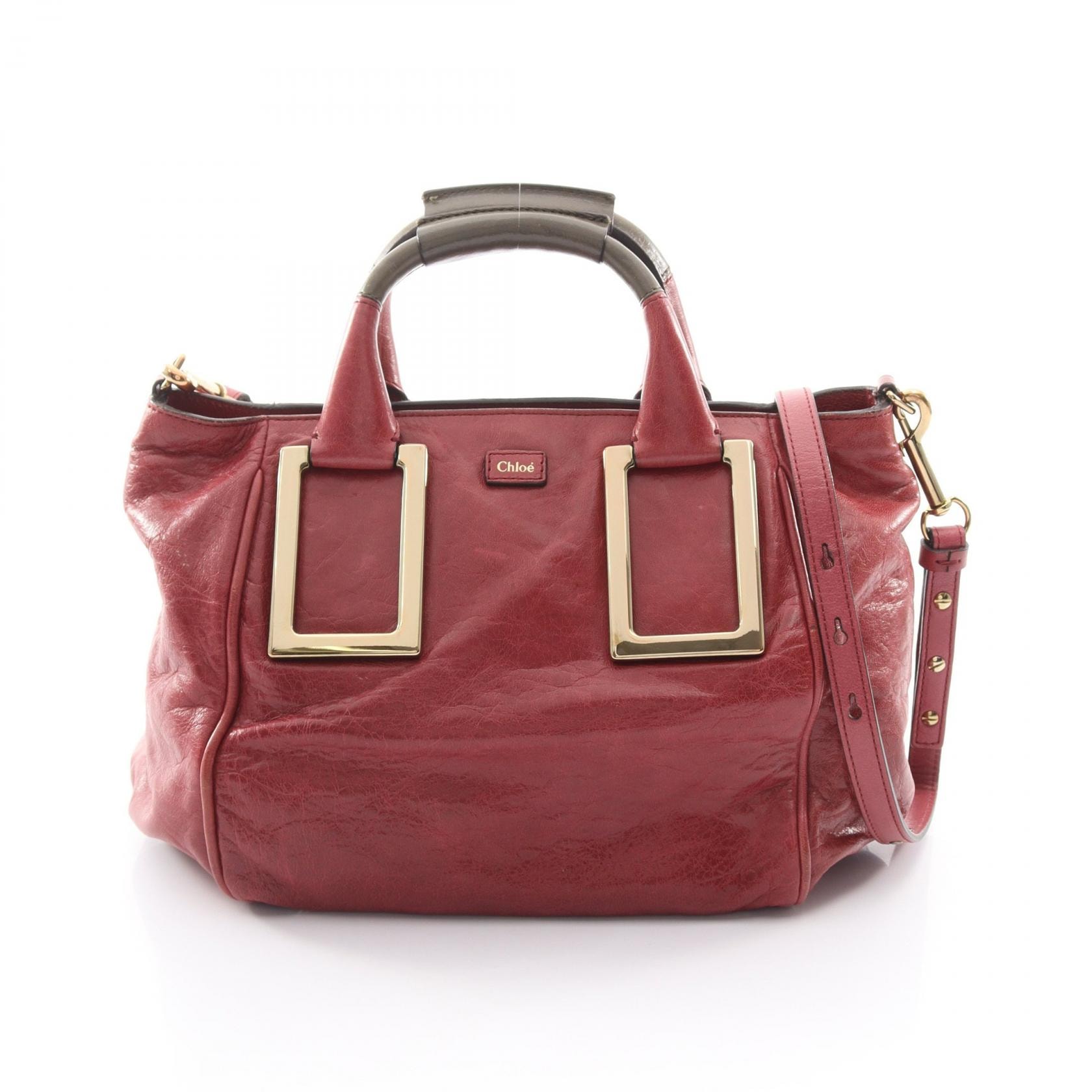 クロエ Chloe エテル 2way ハンドバッグ バッグ レザー レディース レッド系 / グリーン系 【中古】