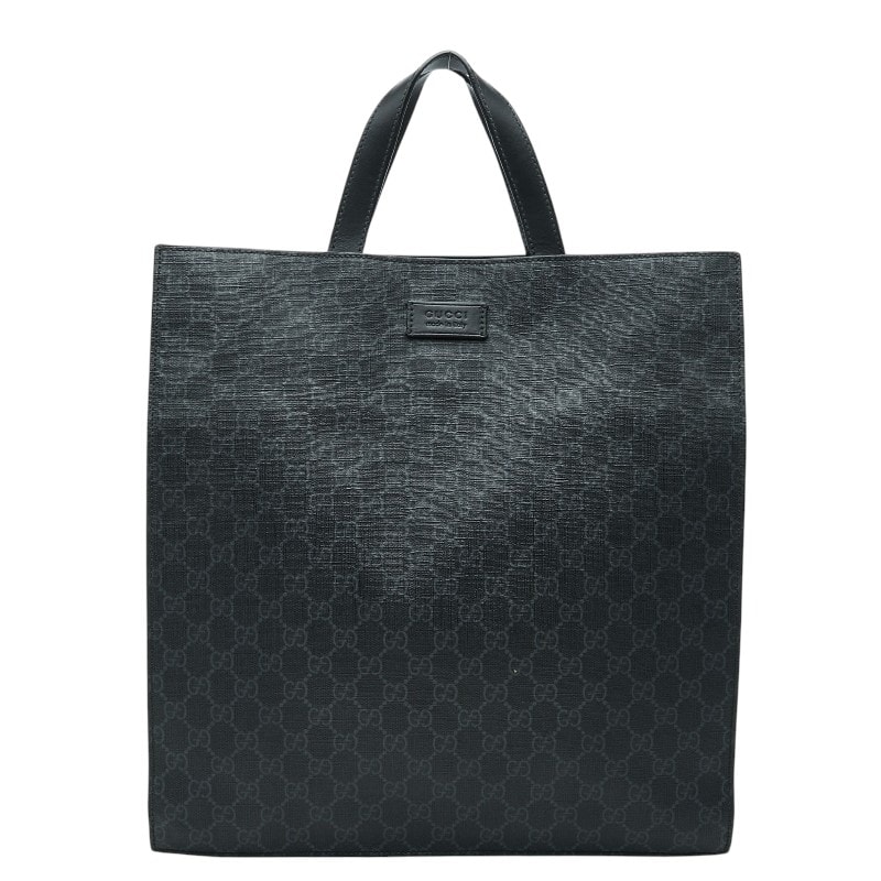 グッチ GGスプリーム トートバッグ ハンドバッグ 495559 ブラック PVC レザー メンズ GUCCI 【中古】