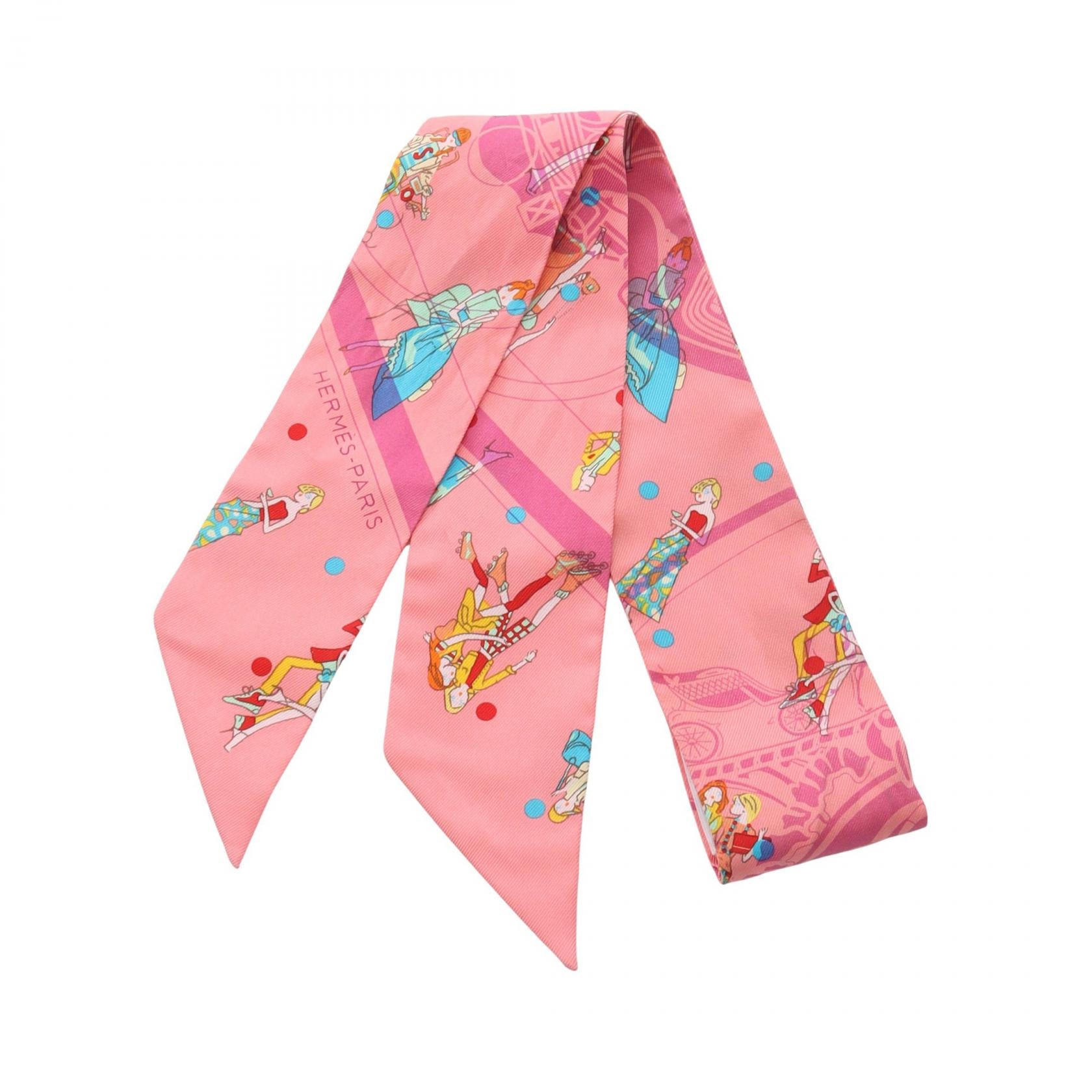 エルメス HERMES ツイリー EX-LIBRIS LES PARISIE スカーフ 衣料品 シルク シルク ピンク レディース ピンク系 / マルチカラー 【中古】