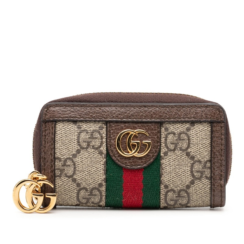 グッチ GGスプリーム シェリーライン オフィディア  コインケース 小銭入れ 523157 ベージュ ブラウン PVC レザー レディース GUCCI 【中古】
