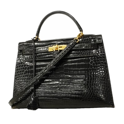 【6gc2521-h】エルメス ハンドバッグ ケリー32 ポロサス ブラック ゴールド金具 〇X刻印 2wayバッグ【中古】レディース