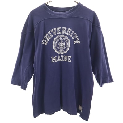 Champion チャンピオン 60s ヴィンテージ UNIVERSITY MAINE 7分袖 Tシャツ L ネイビー