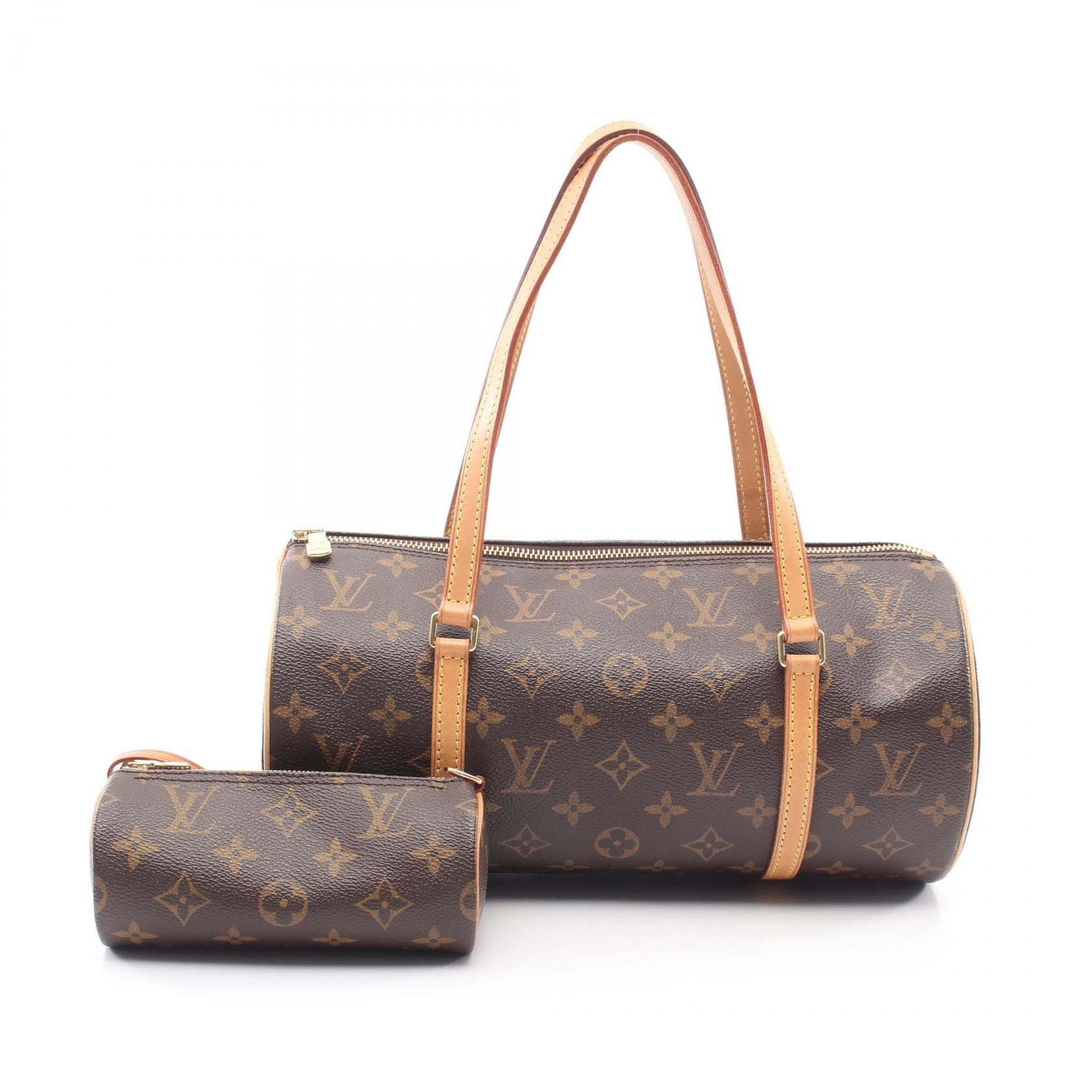 ルイ・ヴィトン LOUIS VUITTON パピヨン30 モノグラム ハンドバッグ バッグ PVCコーティングキャンバス レザー レディース ブラウン系 M51385 【中古】