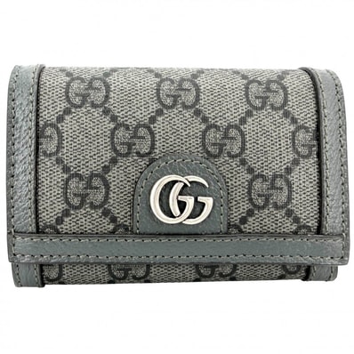 GUCCI グッチ カードケース パスケース 定期入れ 小物 名刺入れ コインケース 732025 GGスプリームキャンバス レザー グレー シルバー金具 メンズ 美品【中古品】