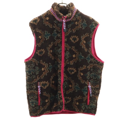 ZARA ザラ 総柄 ボアフリース ベスト S-M ブラウン