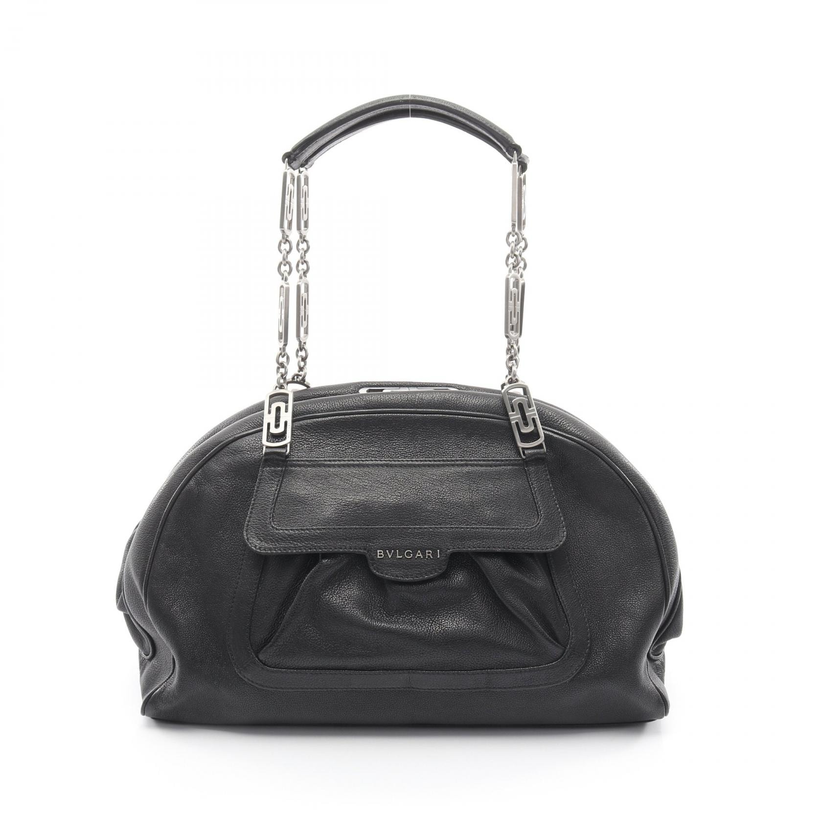 ブルガリ BVLGARI パレンテシ ボーリングバッグ ショルダーバッグ バッグ レザー レディース ブラック系 【中古】