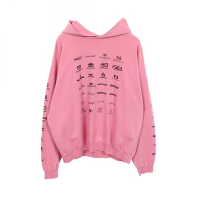 バレンシアガ BALENCIAGA 22S アーカイブ ロゴ フーディ パーカー 衣料品 トップス コットン メンズ レディース ピンク系 726241 【中古】