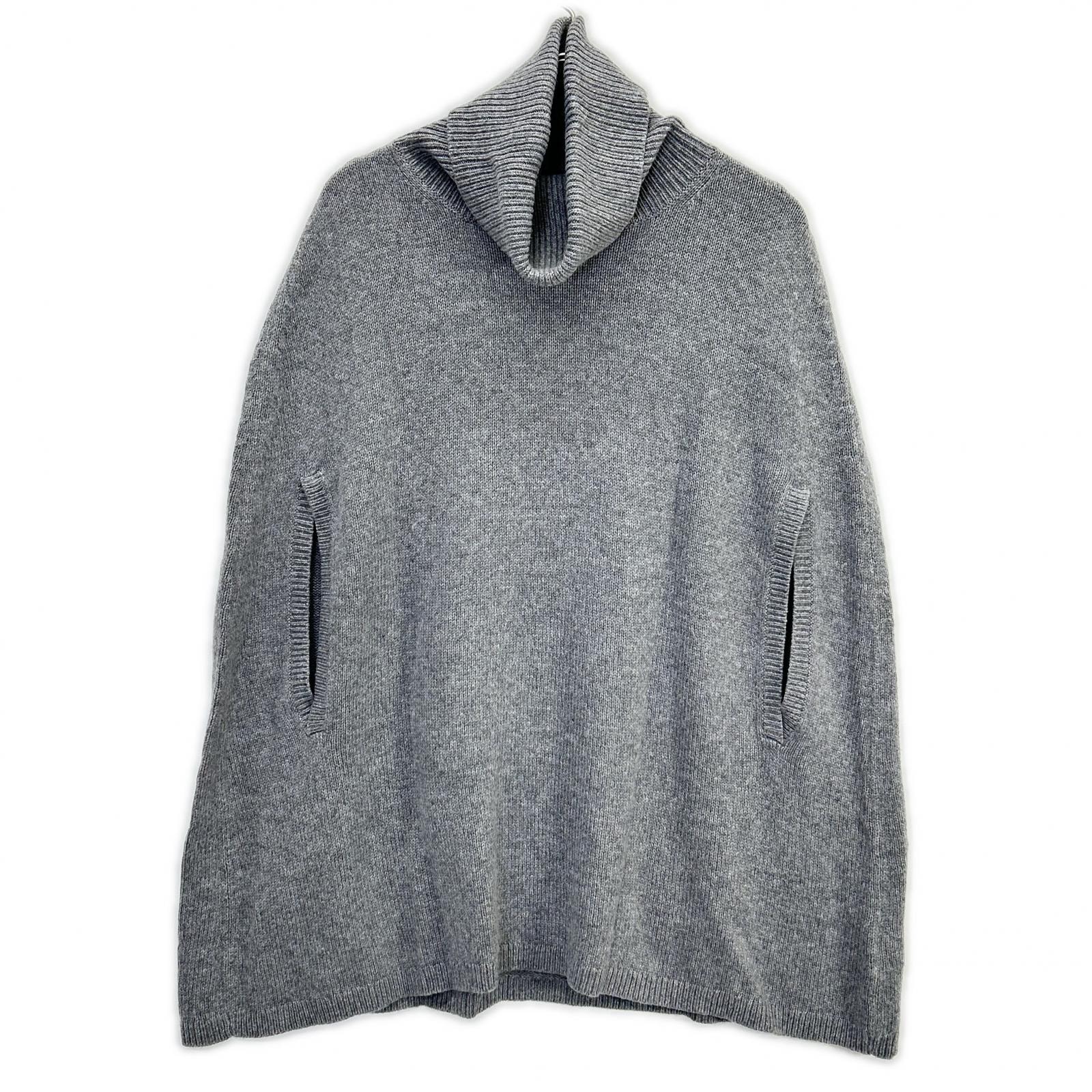 ブルックスブラザーズ グレー タートルネック アルパカ混ニットポンチョ S