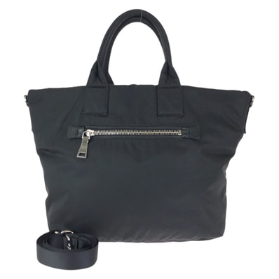 PRADA プラダ テスートダブル 三角ロゴプレート 2way リバーシブル ブラック 黒 シルバー金具 ナイロン レザー/ トートバッグ ショルダーバッグ 603201 【中古】