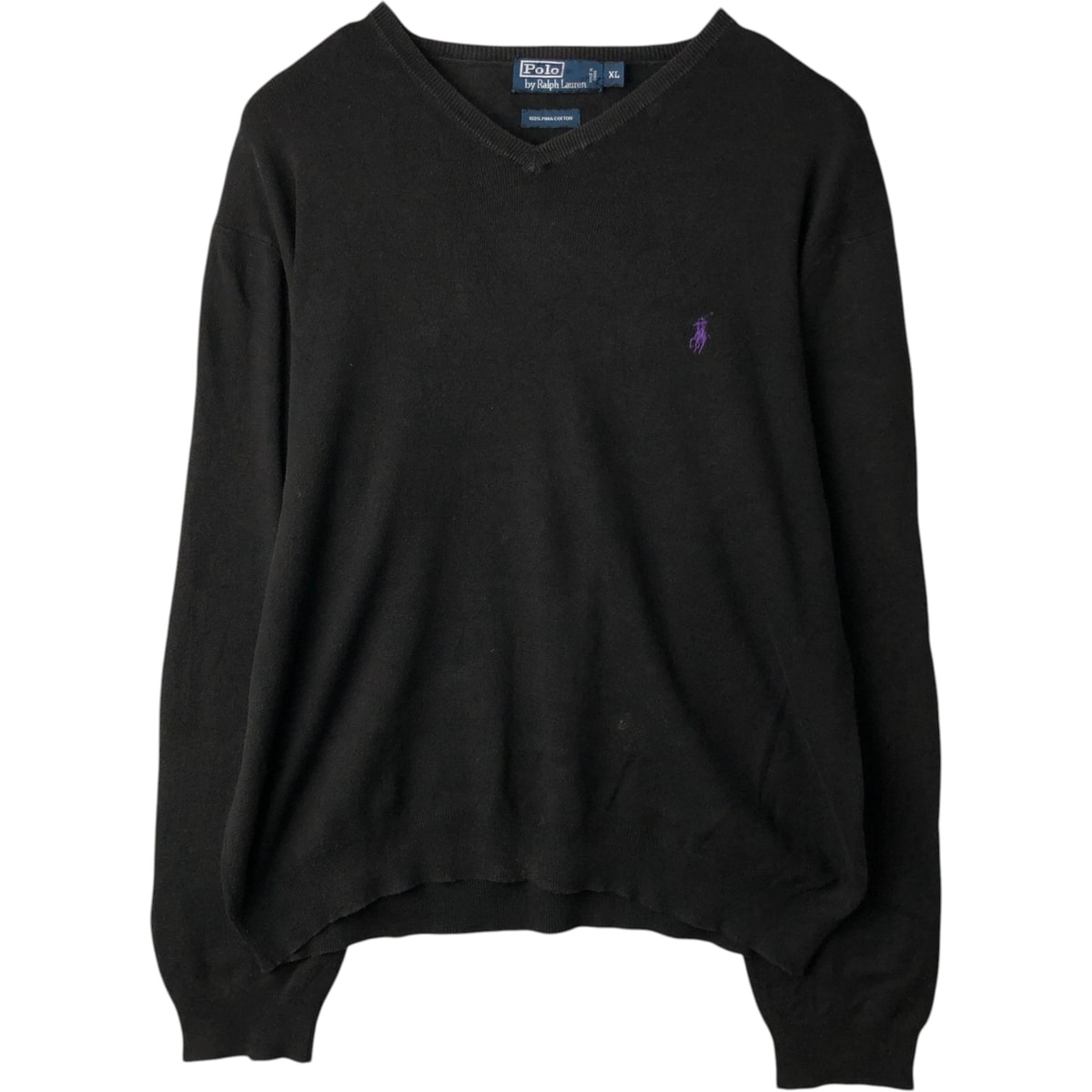 古着 ラルフローレン Ralph Lauren POLO by Ralph Lauren Vネック ピマコットンニットセーター メンズXL相当/eaa627574