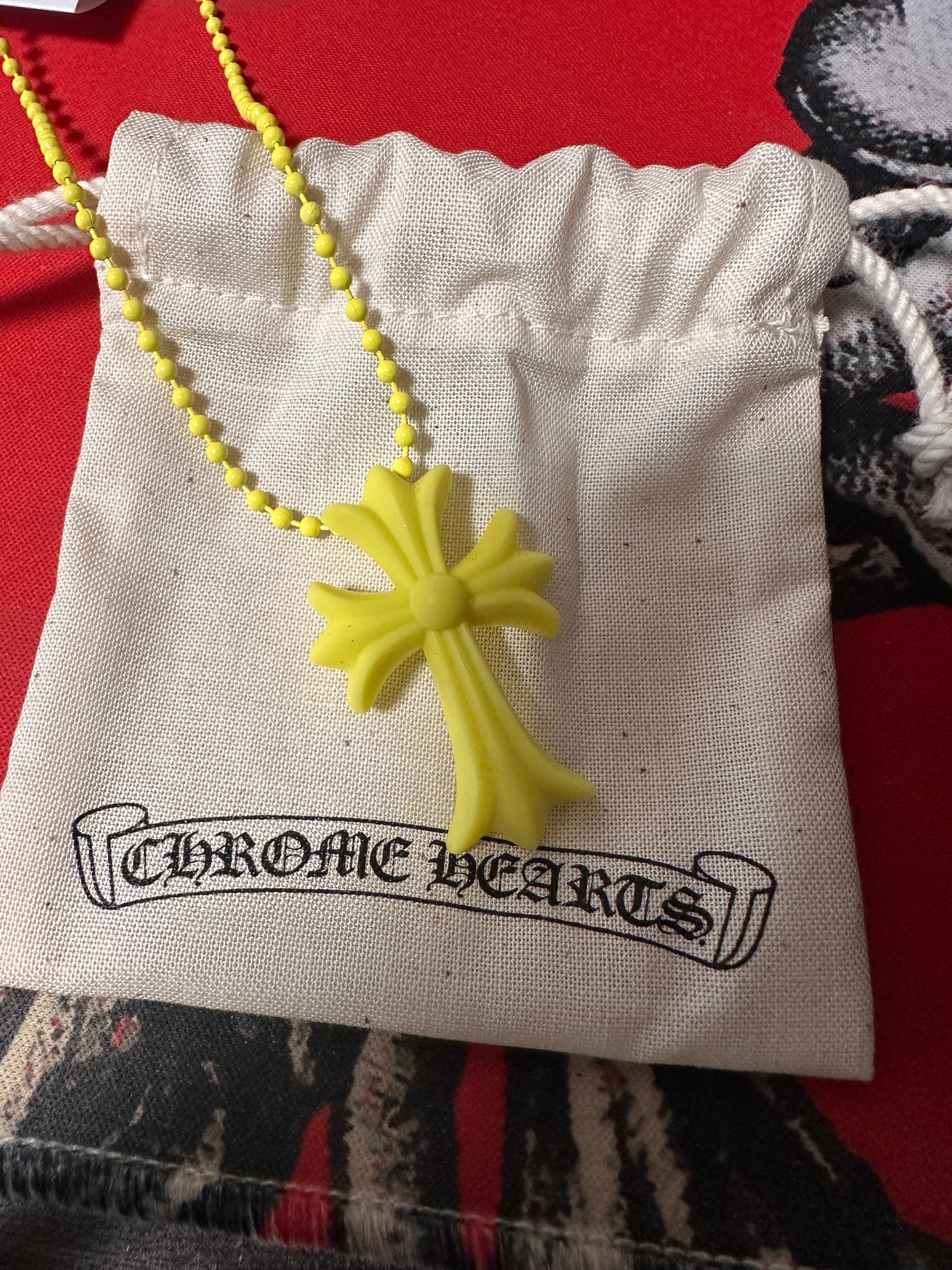 Chrome Hearts Rubber Small CH Cross Silicon Necklace "Yellow"
