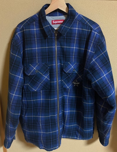 Supreme Thermal Lined Zip Up Flannel Shirt "Blue"