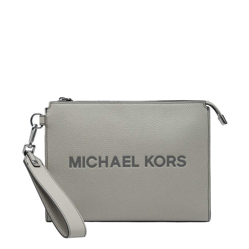 マイケルコース ロゴ クラッチバッグ セカンドバッグ グレー レザー レディース Michael Kors 中古