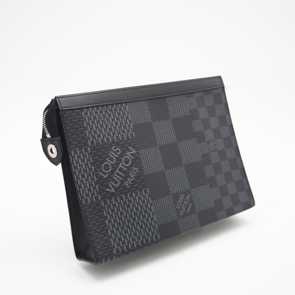LOUIS VUITTON ルイ・ヴィトン グラフィット3D ポシェット ヴォワヤージュ MM N60444 ショルダーバッグ ブラック グレー レザー メンズ