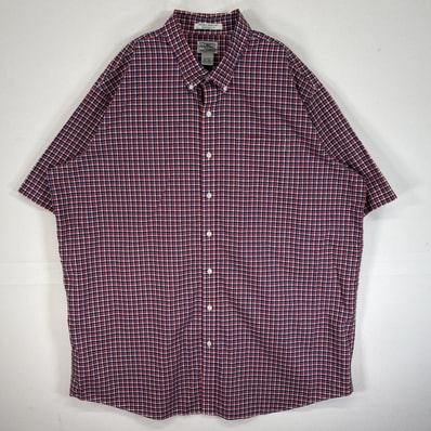 古着 エルエルビーン L.L.Bean 半袖シャツ 大きいサイズ ボタンダウン 胸ポケ チェック XXL-TALL レッド系 マルチカラー メンズ