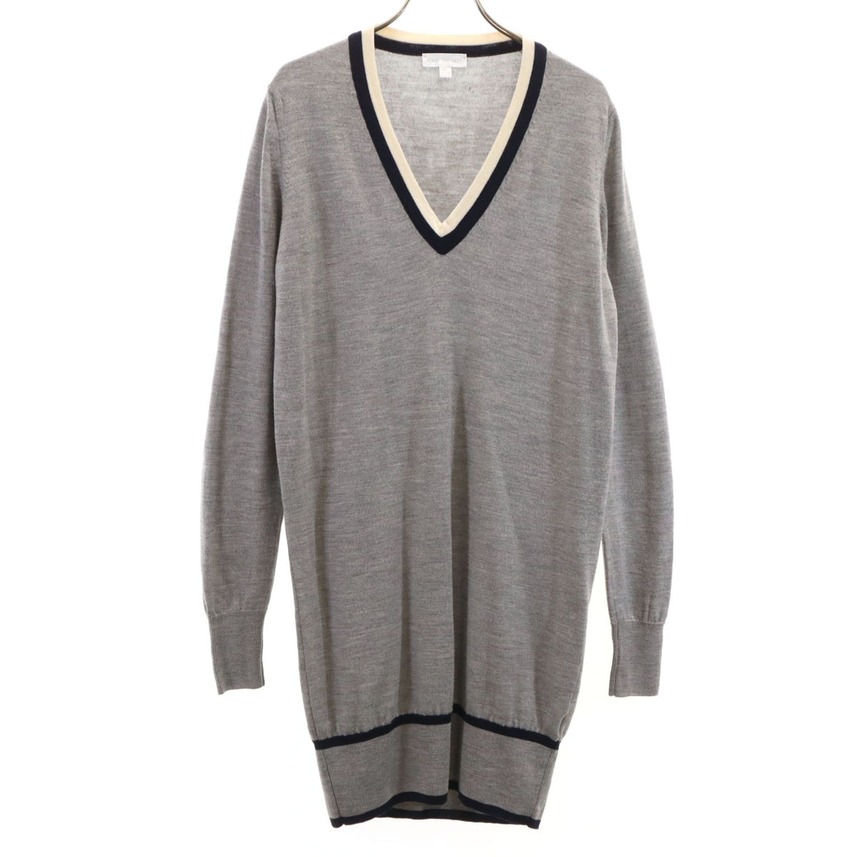 JOHN SMEDLEY ジョンスメドレー イギリス製 長袖 ニット ワンピース S グレー
