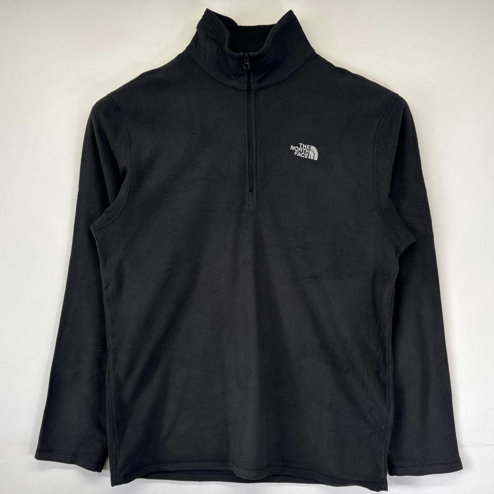 古着 ザ・ノースフェイス THE NORTH FACE フリースジャケット ハーフジップ アウトドア プルオーバー ワンポイントロゴ M ブラック メンズ