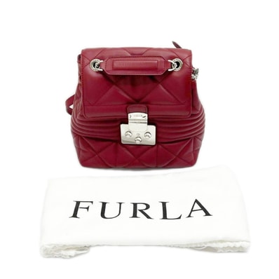 FURLA フルラ フォルチューナキルティング スモールバックパック リュック 布袋付 レディース レッド