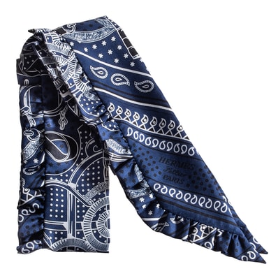 【未使用】HERMES エルメス ツイリー Eperon d'Or Bandana エプロン ドール バンダナ 852978S 01 スカーフ 2024SS シルク ネイビー ブラック【中古】