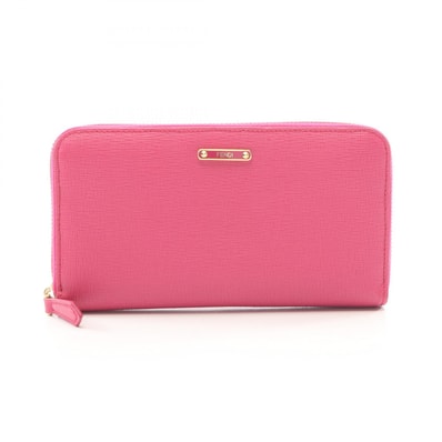 フェンディ FENDI バイザウェイ ラウンド長財布 財布 レザー レディース ピンク系 【中古】