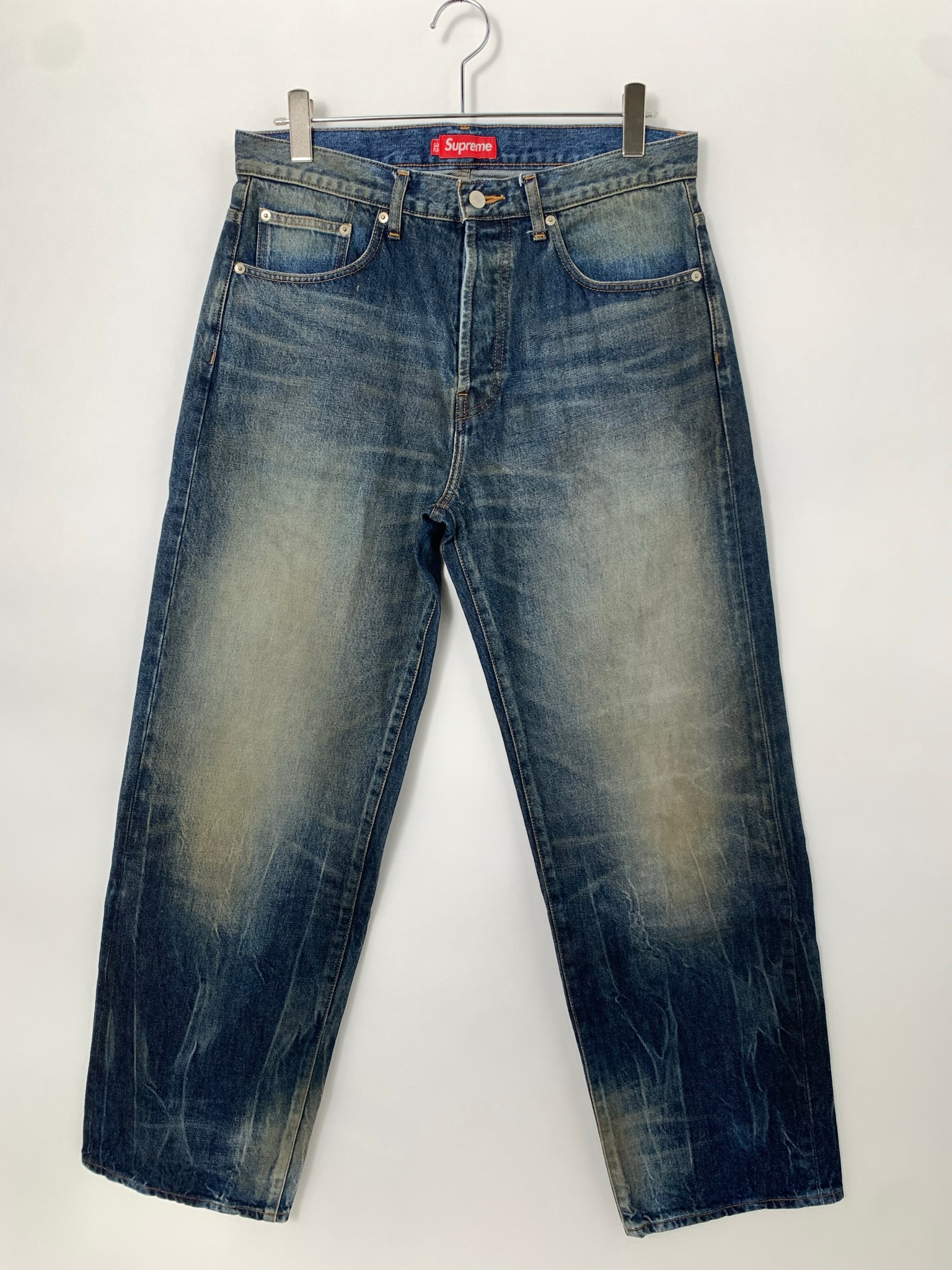 Supreme Distressed Loose Fit Selvedge Jean (26SS) "Washed Indigo"