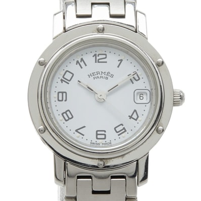 エルメス クリッパー 腕時計 CL4.210 クオーツ ホワイト文字盤 ステンレススチール レディース HERMES 中古