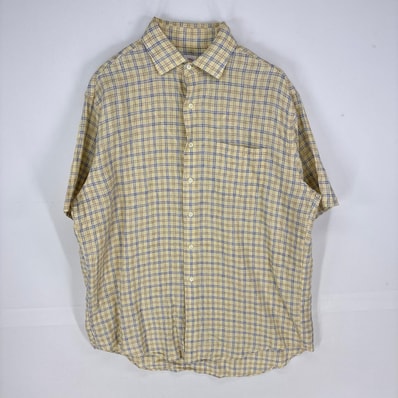 古着 ブルックスブラザーズ Brooks Brothers 半袖シャツ 胸ポケット 346 ショートスリーブ L イエロー系 チェック メンズ