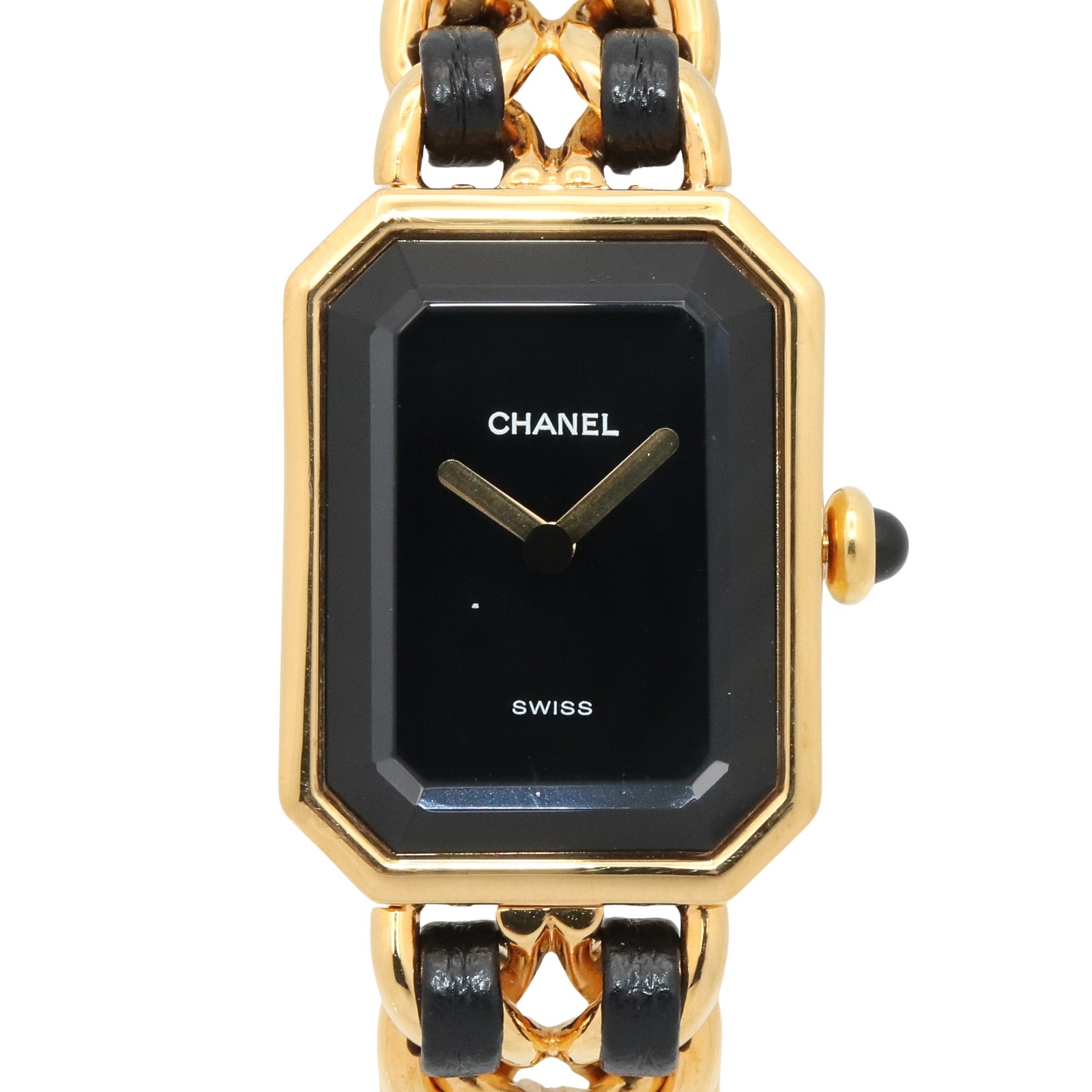 シャネル CHANEL プルミエール S 腕時計 時計 GP(ゴールドメッキ) レザー レディース ブラック系 H0001 【中古】